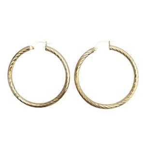 14K Yellow Gold Circle Twisted Hoop Earrings #21660